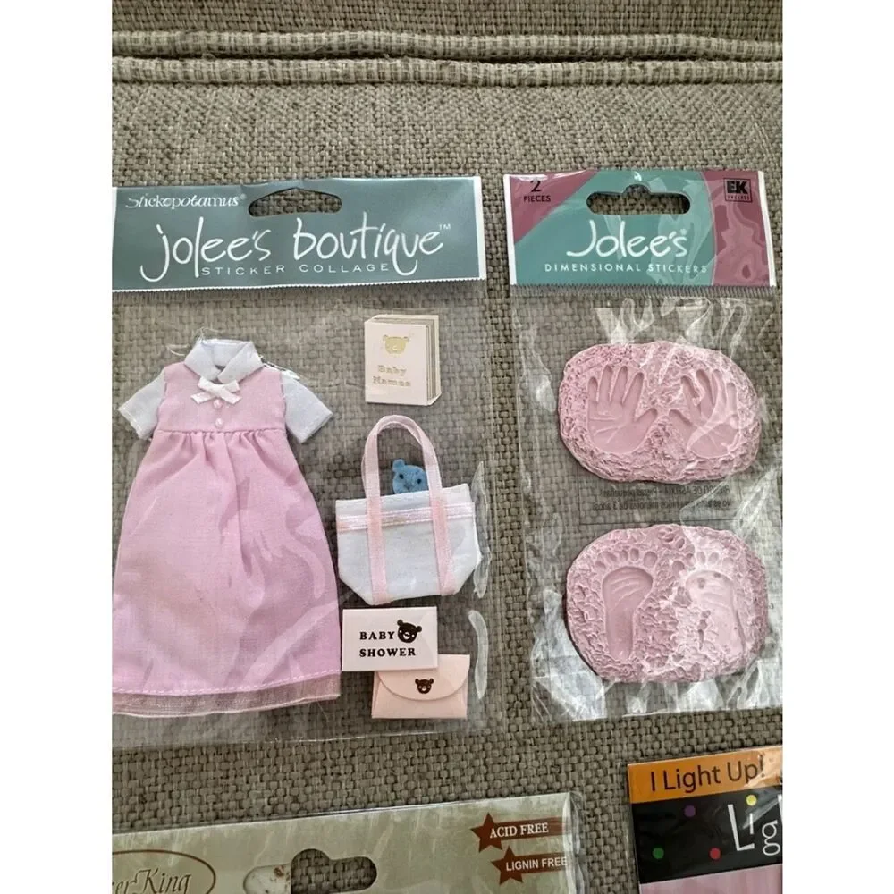 NWT Assorted Baby Girl Sticker and Embellishment Lot - Pink